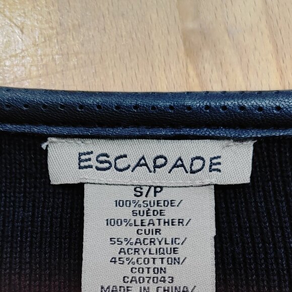 Escapade Brand Leather and Suede Jacket, Size Small, Black - Picture 6 of 6